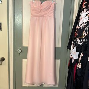 light pink strapless chiffon dress